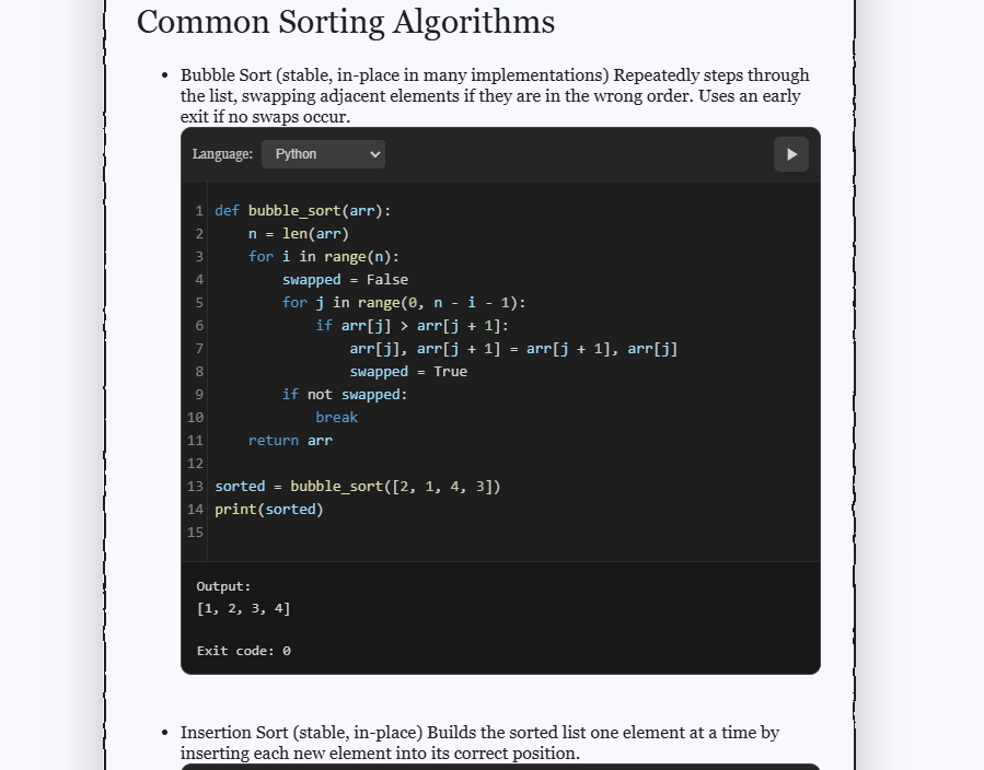 Summary module screenshot